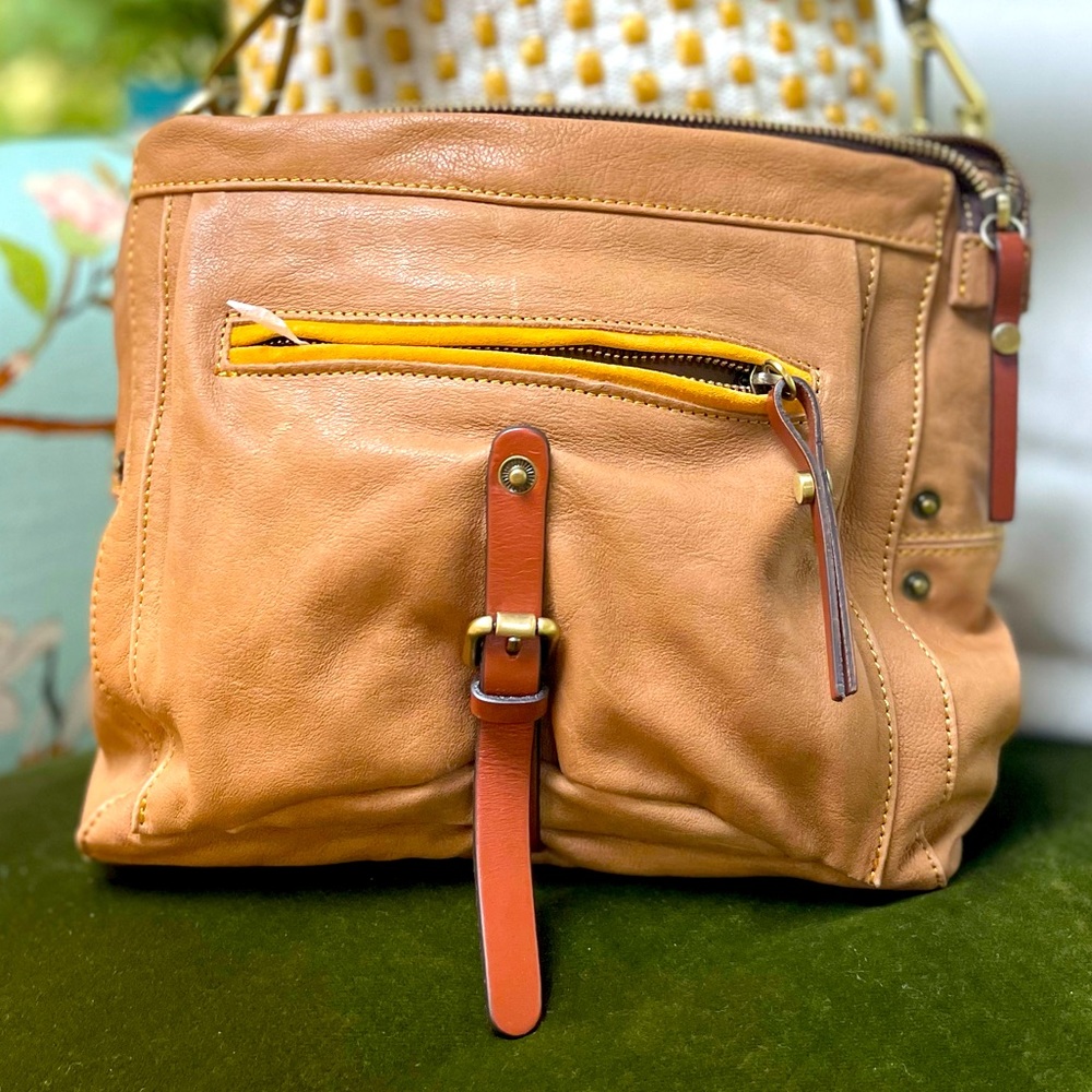 Sundance Catalog Banyan Leather Crossbody Messenger Handbag in Cappuccino